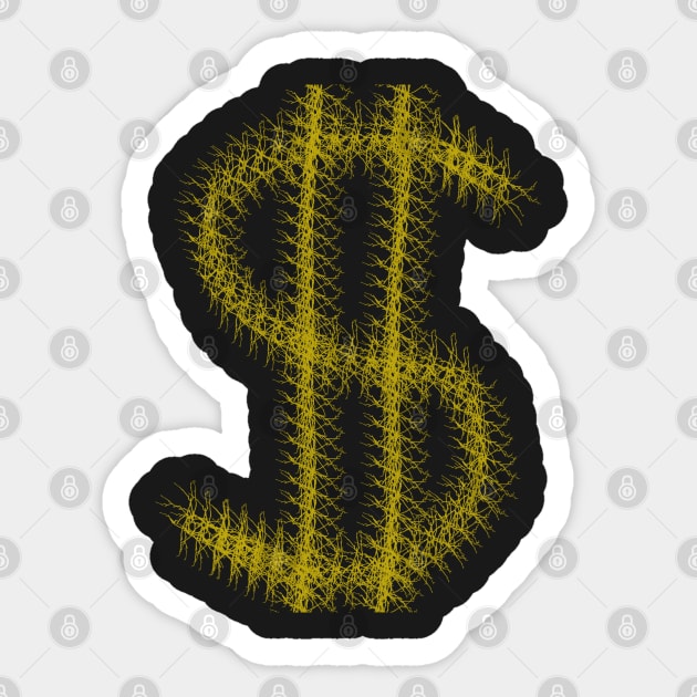 Gold dollar sign money cash design T-shirt Sticker by kingelithe3rd